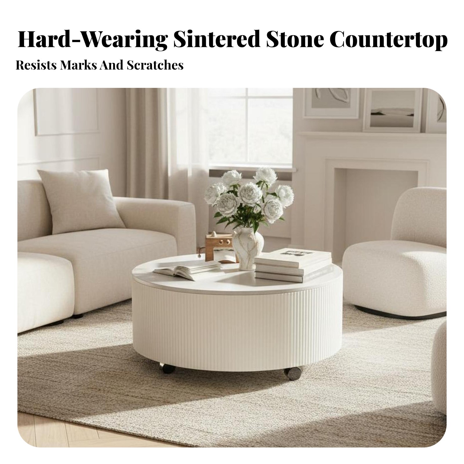 Interior Design And Construction - Two-Level Round Dual-Level Table Minimalist Interior