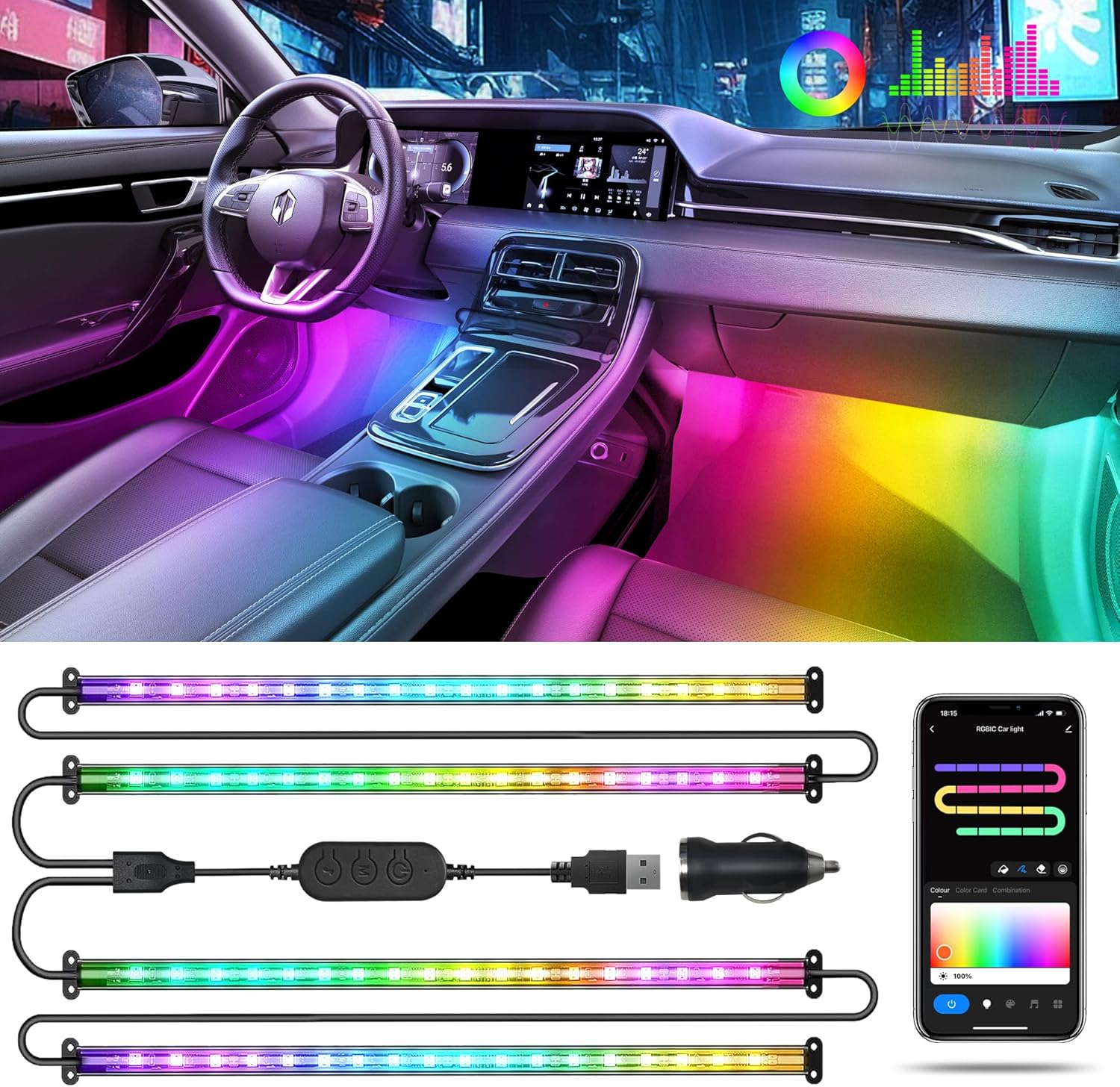 72 LED RGB+IC Car Interior Lig - Interior Design Apps のレビューと価格