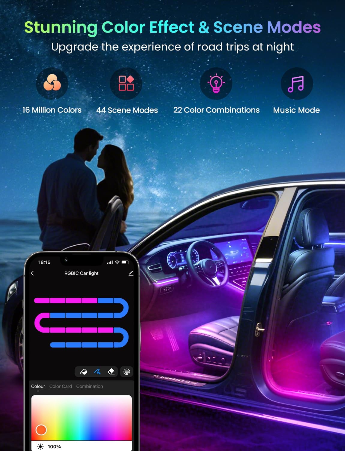 72 LED RGB+IC Car Interior Lig - Interior Design Apps のレビューと価格