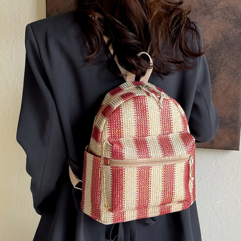 Colorful Grass Woven Backpack  - Interior Design Women のレビューと価格