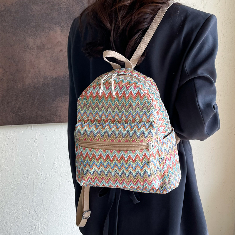 Colorful Grass Woven Backpack  - Interior Design Women のレビューと価格